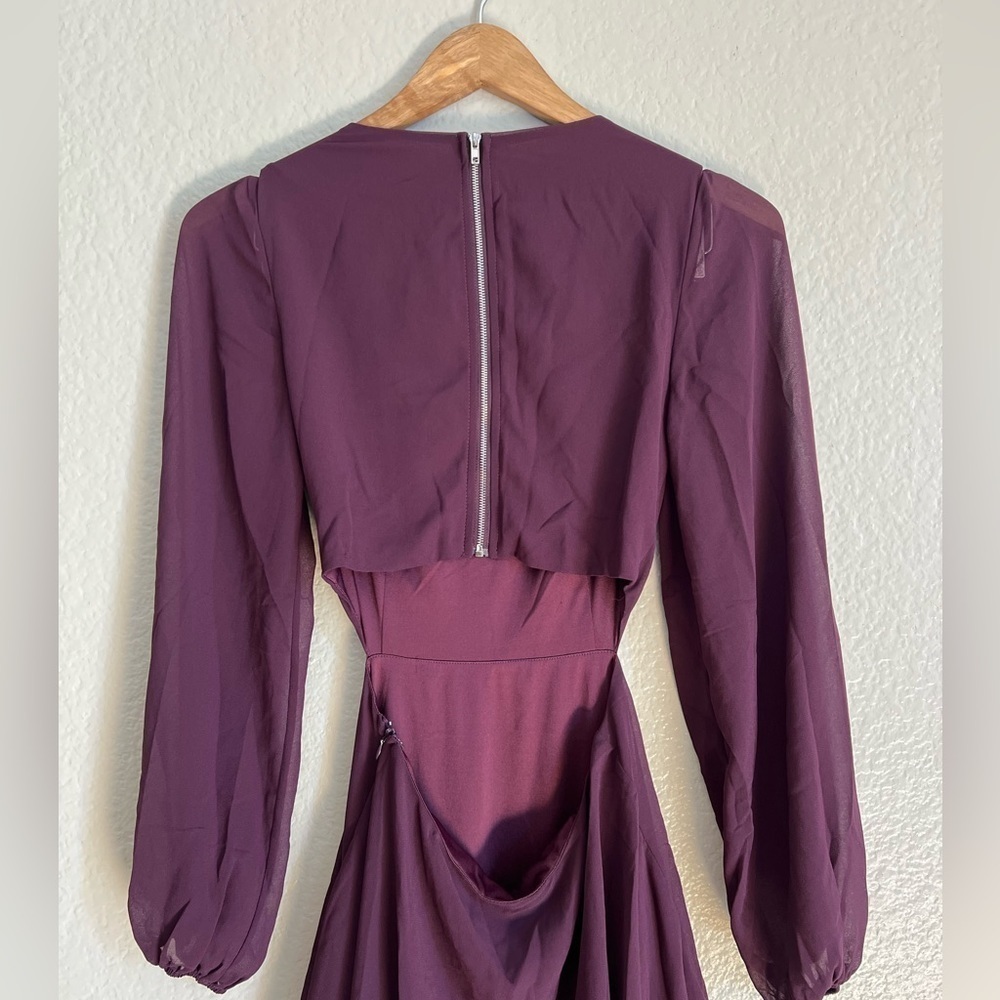 NWOT Garden Bliss Plum Purple Cutout Long Sleeve Tiered Maxi Dress - Picture 6 of 9